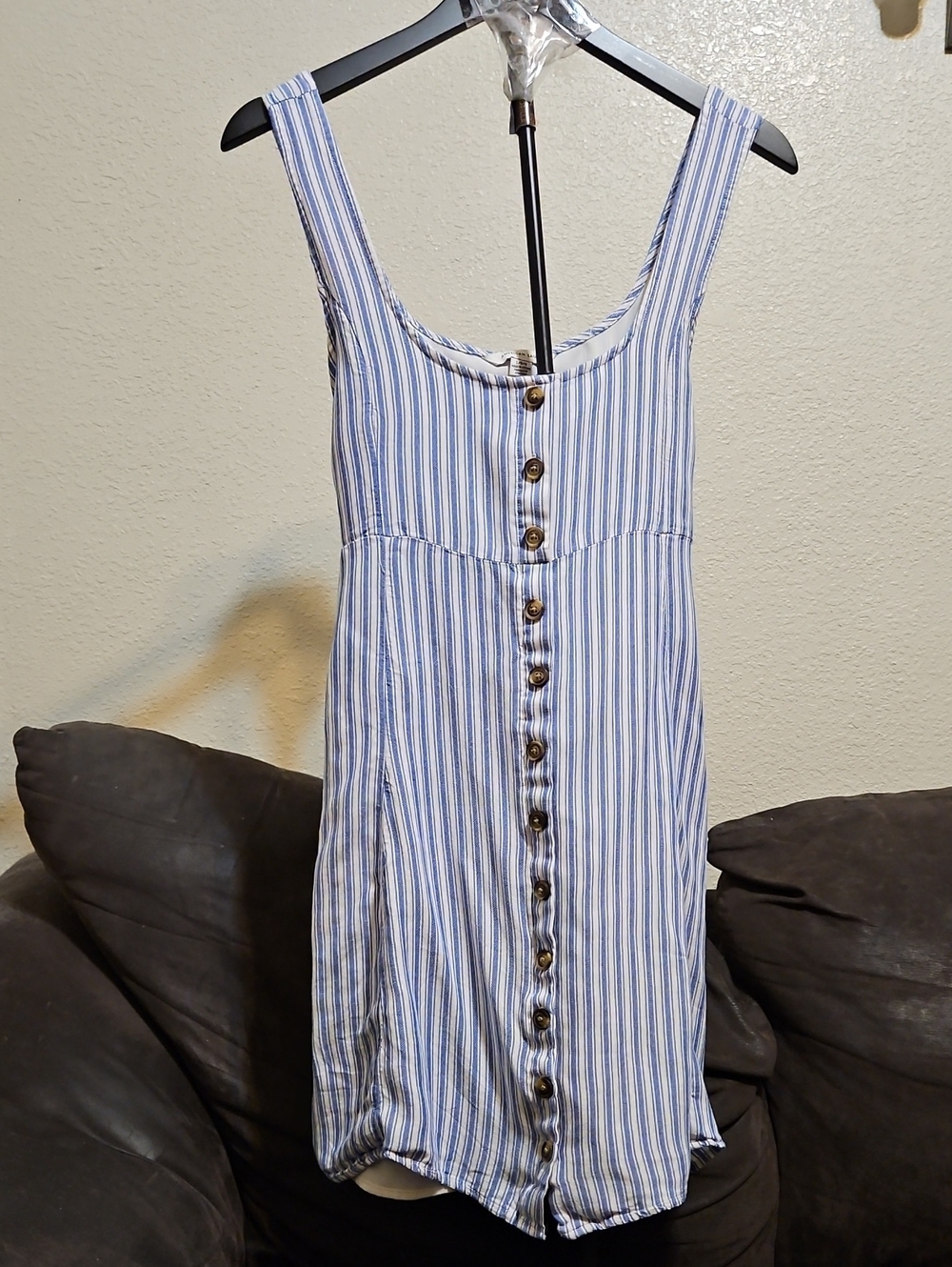 American Eagle Outfitters Blue and White Striped Button-Down Mini Dress